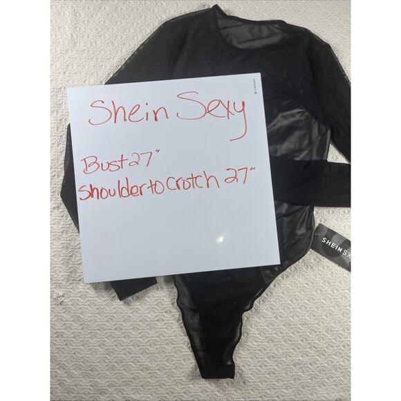 SHEIN SXY Women's Small Long Sleeve Snap Leotard - Black sexy top club - Picture 9 of 13